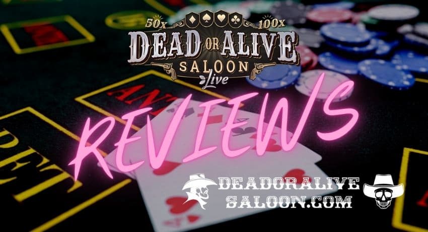 Отзиви на играчи за новата игра с карти Dead or Alive Saloon от доставчика Evolution Gaming на снимката.