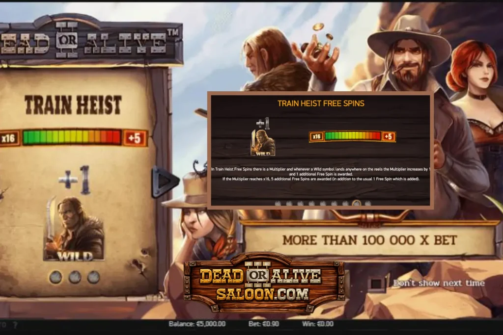Train Heist free spins mode in Dead or Alive 2 slot