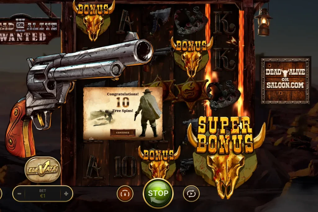 Super Free Spins mit Kopfgeldjäger-Wilds in Dead or Alive 3 Wanted Slot